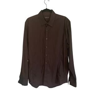 7 Diamonds Men's Dark Brown Button Down Long Sleeve Shirt Western Size Large